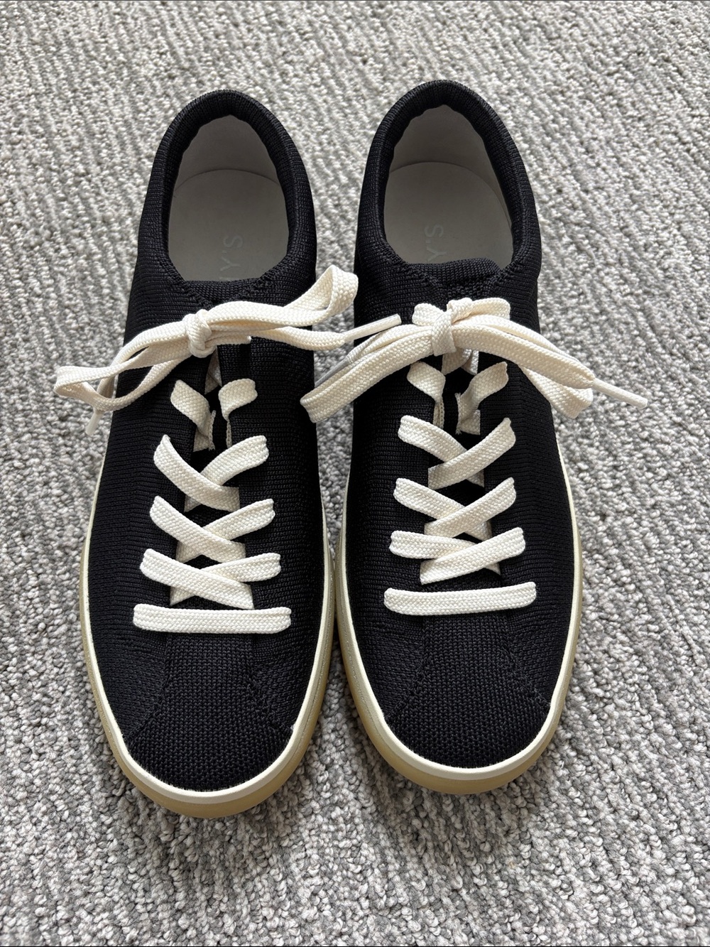 Rothy's Black Knit Sneakers with Cream Laces